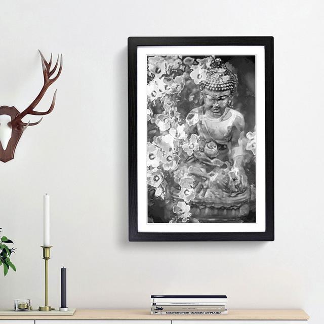 Buddha Surrounded in Abstract - Picture Frame Art Print East Urban Home Frame Option: Black Framed, Size: 36cm H x 27cm W x 2cm D on Productcaster.