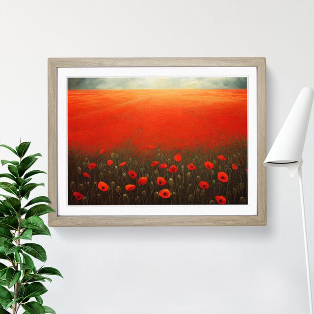 Flawless Poppy Field Flowers - Picture Frame Graphic Art ClassicLiving Size: 46cm H x 64cm W x 2cm D, Frame Colour: Oak on Productcaster.