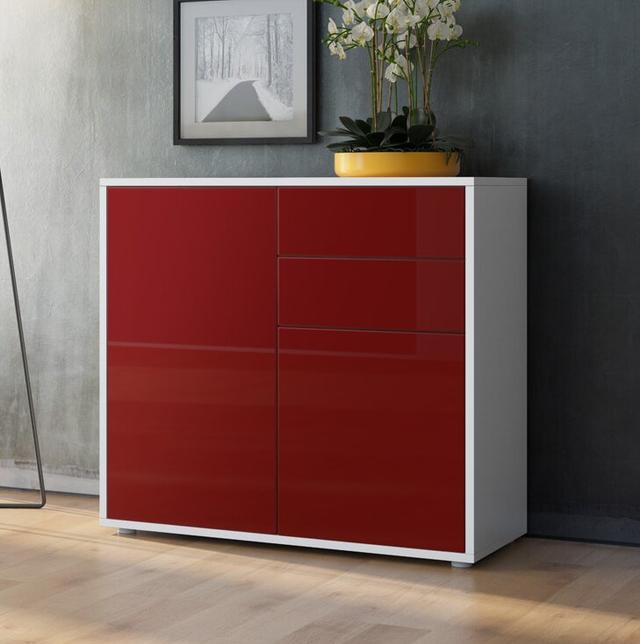 Sideboard Mcdevitt Metro Lane Colour: White (Matt)/Burgundy (Glossy) on Productcaster.