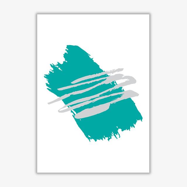 Teal Jaggered Paint Brush Abstract - Print East Urban Home Format: No Frame, Size: 30 cm H x 21 cm W x 1 cm D on Productcaster.