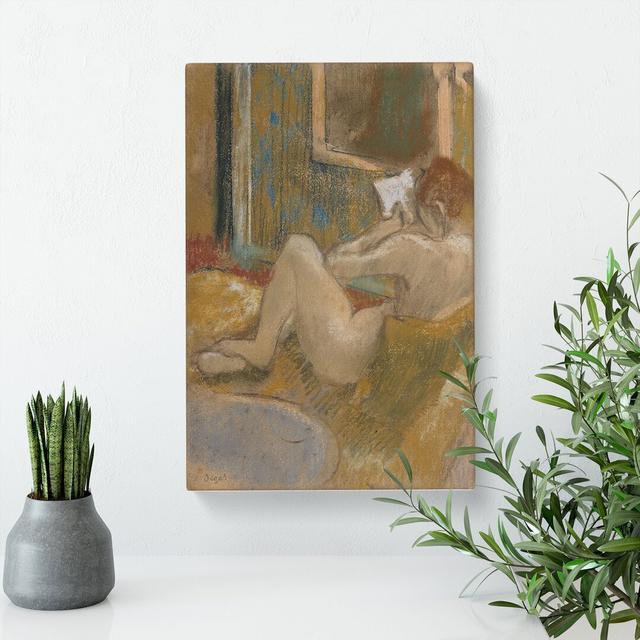 Nude Woman Reading by Edgar Degas - Wrapped Canvas Painting East Urban Home Size: 60cm H x 40cm W x 3cm D on Productcaster.