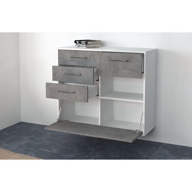 Balko sideboard, flying/metal handles, size: 92 x 79 x 35cm Brayden Studio Colour: Concrete/White on Productcaster.