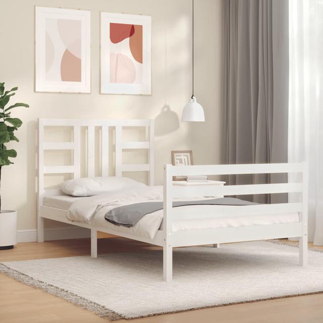 Bed Frame with Headboard Marlow Home Co. Colour: White, Size: European Single (90 x 200 cm) on Productcaster.