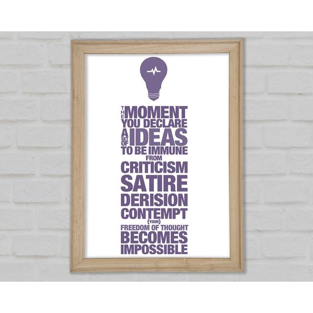 Motivational Quote Freedom Of Thought Lime Green - Single Picture Frame Art Prints Happy Larry Colour: Lilac, Size: 29.1cm H x 42cm W x 1.5cm D on Productcaster.