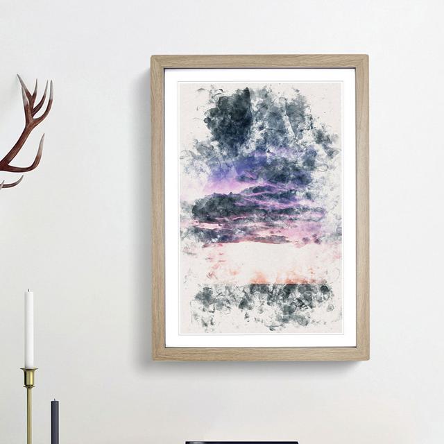 Lightning In The Caribbean Watercolour - Print East Urban Home Size: 87cm H x 62cm W x 2cm D, Frame Option: Oak Framed on Productcaster.