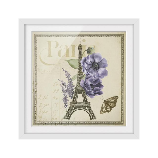 Picture With Frame - Paris Collage Eiffel Tower - Square 1:1 Mat Fleur De Lis Living Frame Option: White Framed, Size: 70cm H x 70cm W x 2cm D on Productcaster.