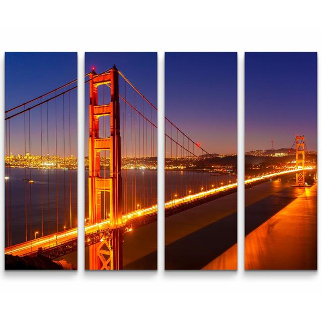 4-tlg. Leinwandbilder-Set Golden Gate Bridge bei Nacht East Urban Home on Productcaster.