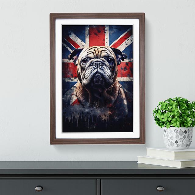 British Bulldog Symbolism - Single Picture Frame Print on Wood Marlow Home Co. Size: 34cm H x 25cm W x 2cm D, Frame Colour: Walnut Framed on Productcaster.