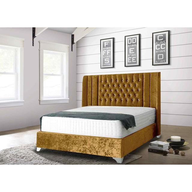 Alexis Bed Super King Plush Velvet Steel Envisage Trade Colour: Mustard, Size: Small Double (4') on Productcaster.