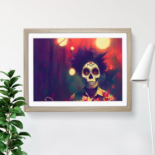 Day Of The Dead Man - Single Picture Frame Print The Seasonal Aisle Size: 25cm H x 34cm W x 2cm D, Frame Colour: Oak on Productcaster.