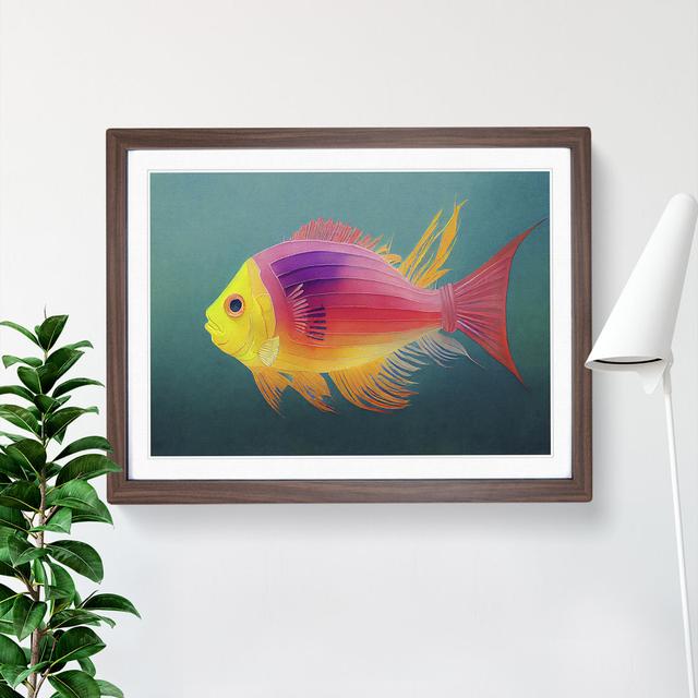 Fish In Watercolour Vol.4 House of Hampton Size: 25cm H x 34cm W x 2cm D, Frame Colour: Walnut Framed on Productcaster.