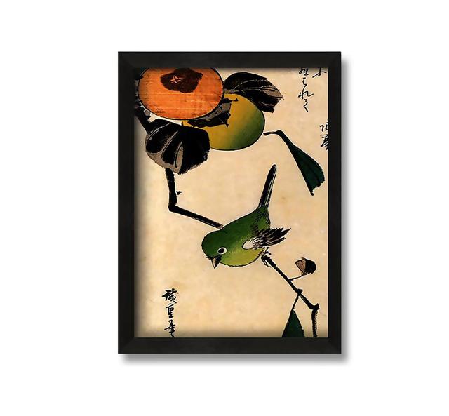 Hiroshige Bird on a Persimmon Tree - Picture Frame Painting on Canvas Ophelia & Co. Size: 42cm H x 30cm W x 10cm D on Productcaster.