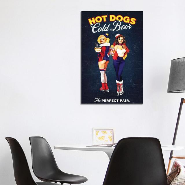 Hot Dogs Beer Hockey - Wrapped Canvas Print Wayfair Samples Size: 101.6cm H x 66.04cm W x 3.81cm D on Productcaster.