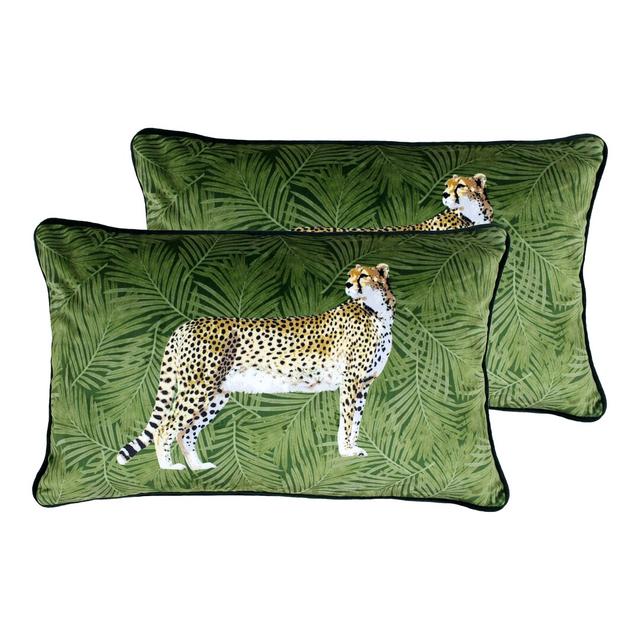 Deniz Cheetah Forest Cushion with Filling (Set of 2) Bay Isle Home on Productcaster.