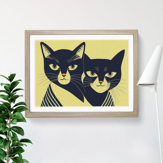 Art Deco Cats Vol.1 - Picture Frame Graphic Art Marlow Home Co. Format: Oak, Size: 46cm H x 64cm W on Productcaster.