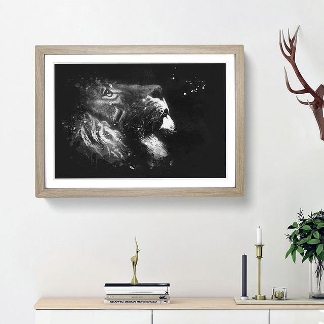 Majestic Lion Illustration - Picture Frame Graphic Art Print East Urban Home Size: 24cm H x 33cm W x 2cm D, Frame Option: Oak Framed on Productcaster.