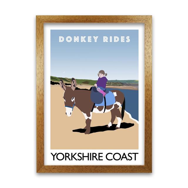 'Donkey Rides Yorkshire Coast' Framed Graphic Art Print 17 Stories Size: 841 cm H x 594 cm W, Frame Options: Honey Oak on Productcaster.