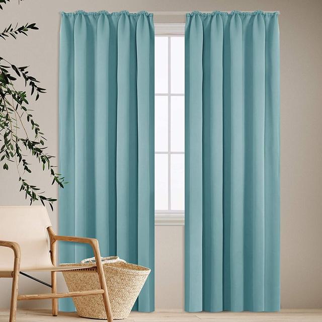 Deavin Polyester Blackout Rod Pocket Curtain Pair (Set of 2) Ebern Designs Panel Size: Width 140 x Drop 220cm, Colour: Pink on Productcaster.