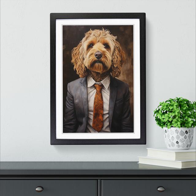 Cockapoo In A Suit Painting No.4 - Single Picture Frame Print on Wood Big Box Art Size: 46cm H x 34cm W x 2cm D, Frame Colour: Black Framed on Productcaster.