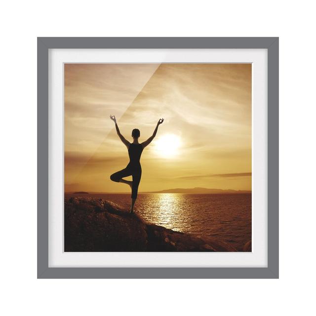 Yoga Framed Photographic Print Poster East Urban Home Frame Options: Matt grey, Size: 70cm H x 70cm W on Productcaster.