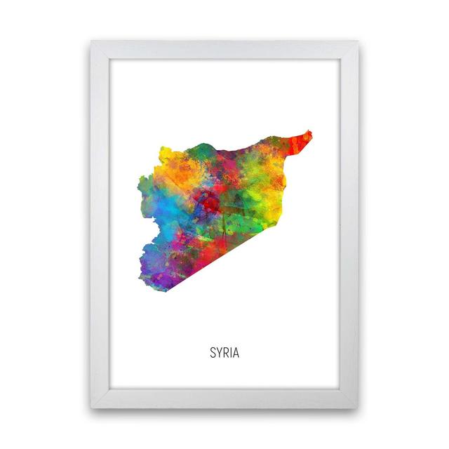 Syria Watercolour Map by Michael Tompsett - Print Latitude Run Format: White Framed, Size: 88cm H x 64cm W x 3cm D on Productcaster.