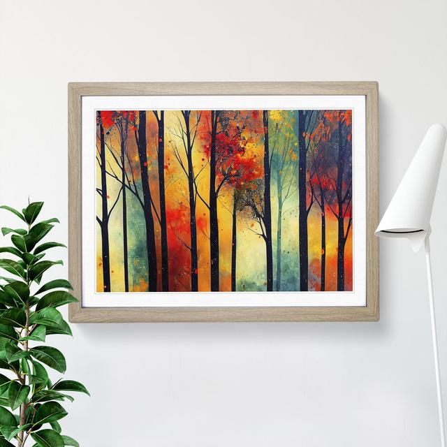 Colourful Autumn Forest Vol.1 Abstract - Single Picture Frame Painting Marlow Home Co. Frame Colour: Oak, Size: 25cm H x 34cm W x 2cm D on Productcaster.