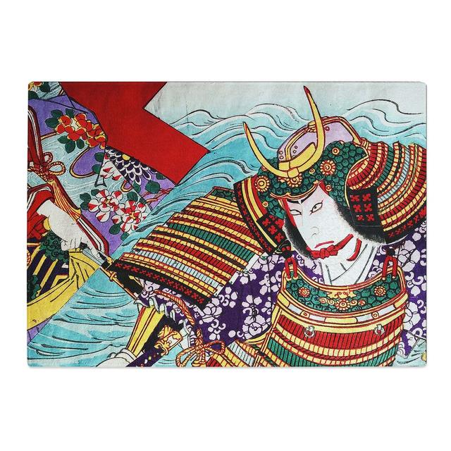 Tempered Glass Warrior in Full Dress by Toyohara Kunichika Chopping Board East Urban Home Size: 28.5 cm x 20 cm on Productcaster.