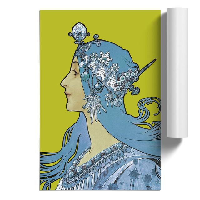 Blue Zodiac by Alphonse Mucha - Unframed Painting East Urban Home Size: 30cm H x 21cm W x 0.1cm D on Productcaster.