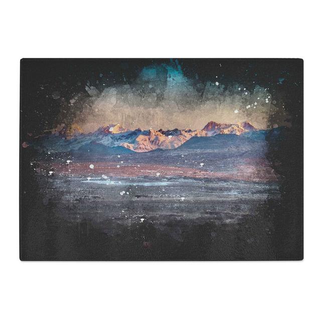 Tempered Glass Alaskan Mountains at Dusk Paint Splash Chopping Board East Urban Home Size: 20 cm x 28.5 cm on Productcaster.