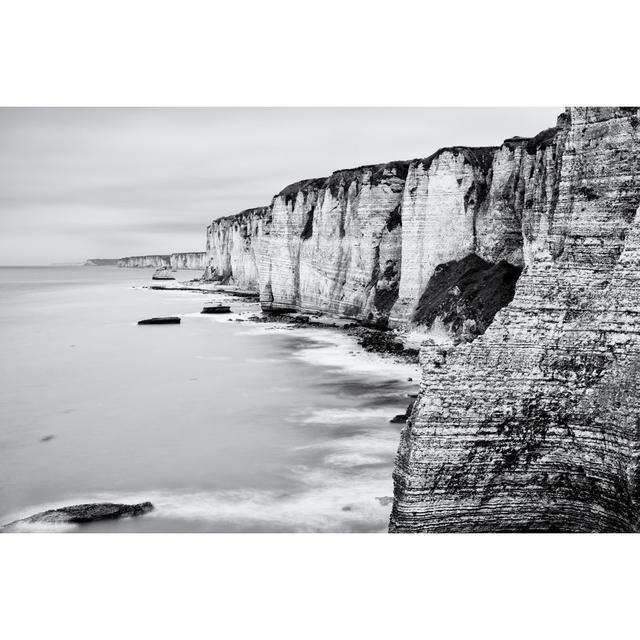 Normandy Cliffs Monochrome by Funky-data - No Frame Art Prints on Canvas Beachcrest Home Size: 90cm H x 60cm W on Productcaster.