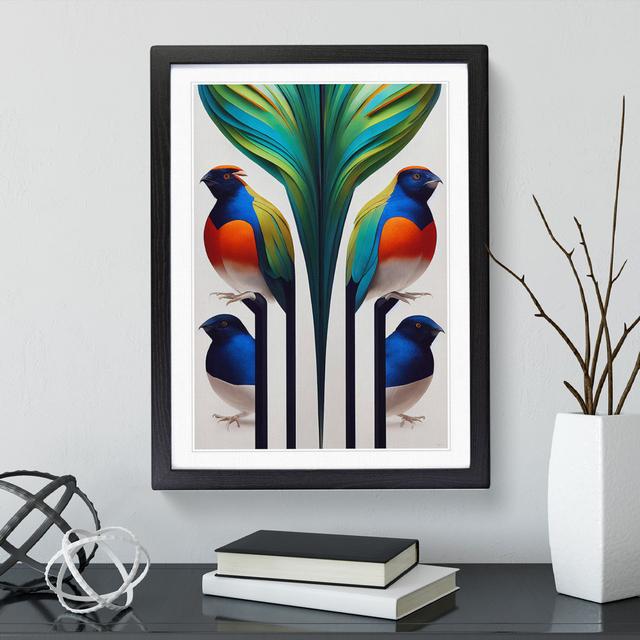 Four Birds - Picture Frame Graphic Art Marlow Home Co. Frame Colour: Black, Size: 64cm H x 46cm W x 2cm D on Productcaster.