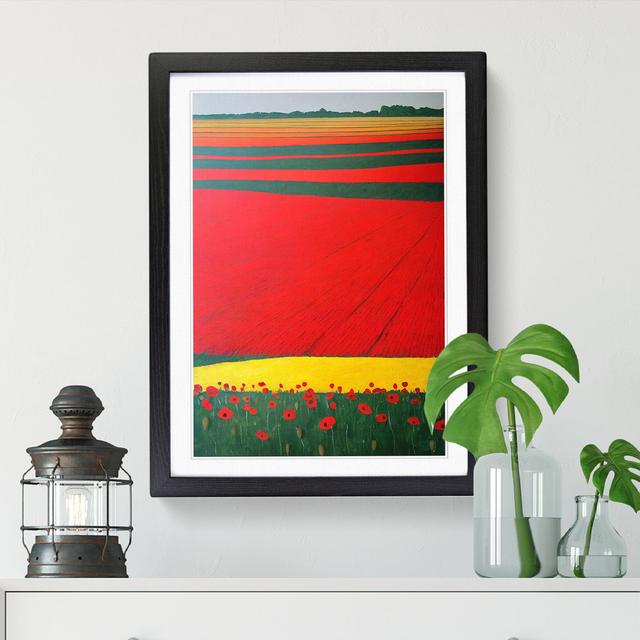 Contemporary Poppy Flower Field Vol.6 - Single Picture Frame Graphic Art Marlow Home Co. Format: Brown Framed, Size: 46cm H x 34cm W on Productcaster.