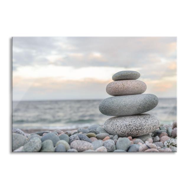 Glasbild | Wandbild Auf Echtglas | Steinturm Am Strand |Inkl. Aufhängung Und Abstandshalter LFs2511 Haus am Meer Größe: 60 cm H x 80 cm B on Productcaster.