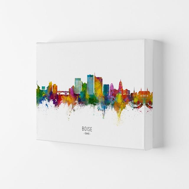 Boise Idaho Skyline by Michael Tompsett - Graphic Art Print Latitude Run Size: 21cm H x 29.7cm W x 4cm D, Format: Wrapped Canvas on Productcaster.