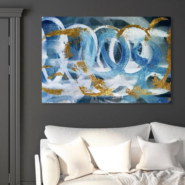 'ScripticGold And Blue' Graphic Art on Wrapped Canvas East Urban Home Size: 50.8 cm H x 76.2 cm W on Productcaster.