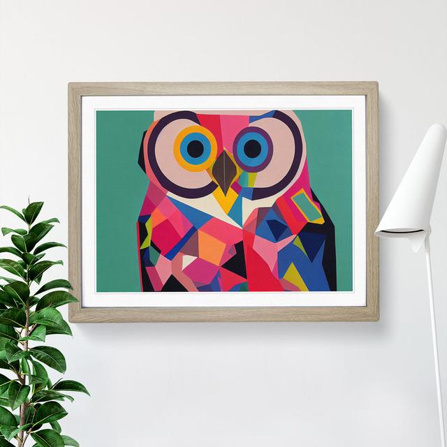 Abstract Owl in Colour - Picture Frame Graphic Art Metro Lane Size: 34cm H x 46cm W x 2cm D, Frame Colour: Oak on Productcaster.