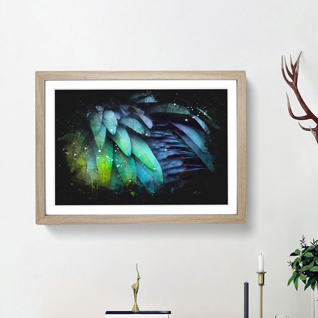 Parrot Feathers - Picture Frame Graphic Art Print East Urban Home Size: 62cm H x 87cm W x 2cm D, Frame Option: Oak Framed on Productcaster.