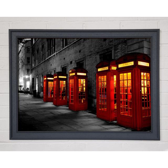 Red Telephone Boxes London England - Wrapped Canvas Photograph Print East Urban Home Format: Grey Framed Paper, Size: 84.1cm H x 118.9cm W x 1.5cm D on Productcaster.