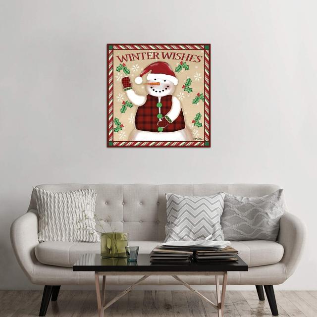 Season's Greetings Snowmen II by Jen Killeen - No Frame Print on Canvas The Seasonal Aisle Size: 93.98cm H x 93.98cm W x 3.81cm D on Productcaster.