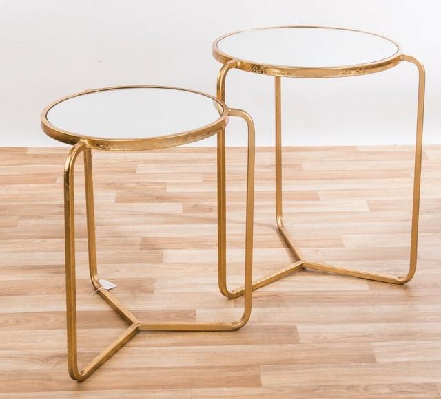 Burrill Metal Mirrored 2 Piece Nest of Tables Canora Grey Colour: Gold on Productcaster.