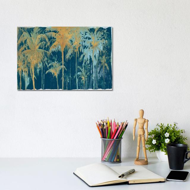 Teal and Gold Palms by Patricia Pinto - Wrapped Canvas Art Prints Bay Isle Home Size: 20.32cm H x 30.48cm W on Productcaster.