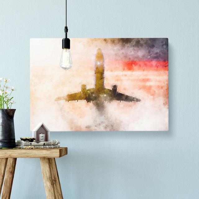 Airplane Lost In The Sky - Wrapped Canvas Painting East Urban Home Size: 60cm H x 91cm W x 3cm D on Productcaster.