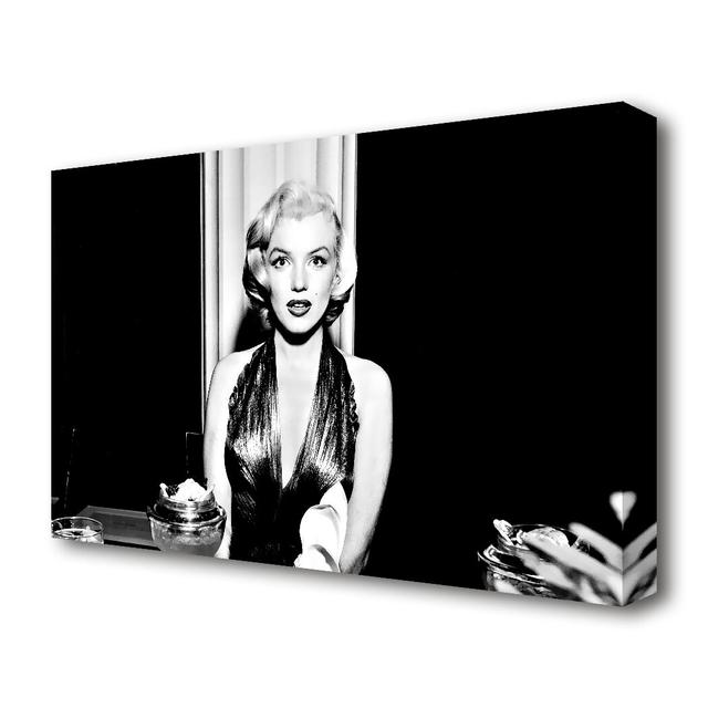 Marilyn Monroe Dinner Table - Wrapped Canvas Photograph East Urban Home Size: 81.3 cm H x 121.9 cm W on Productcaster.