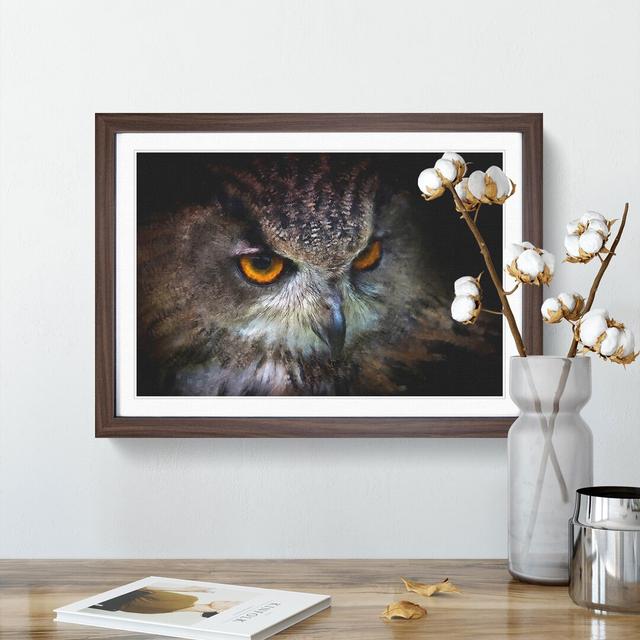 A Great Horned Owl - Picture Frame Painting Print East Urban Home Size: 45cm H x 63cm W x 2cm D, Format: Walnut on Productcaster.