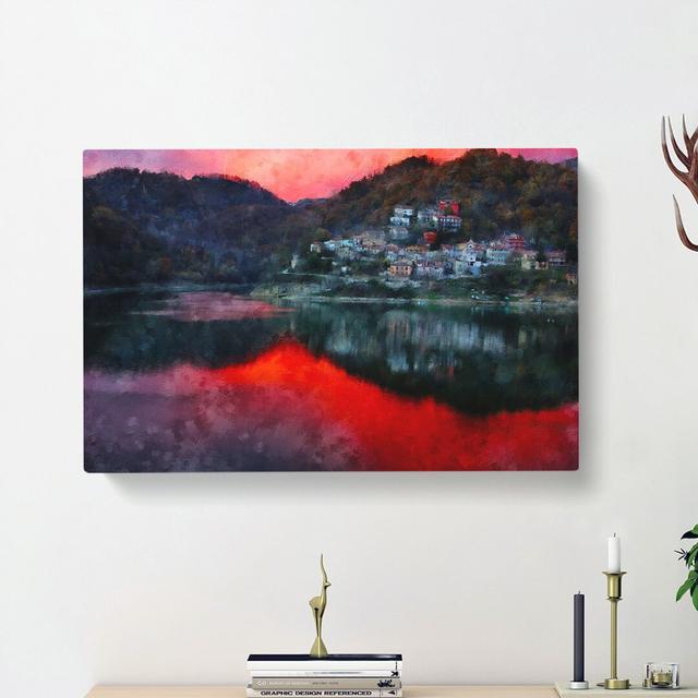 Lake Reflection In Rieti Italy - Wrapped Canvas Painting East Urban Home Size: 40cm H x 60cm W x 3cm D on Productcaster.