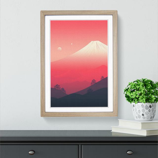 Mount Fuji Minimalism No.3 - Single Picture Frame Print on Wood Alpen Home Frame Colour: Oak, Size: 64cm H x 46cm W x 2cm D on Productcaster.