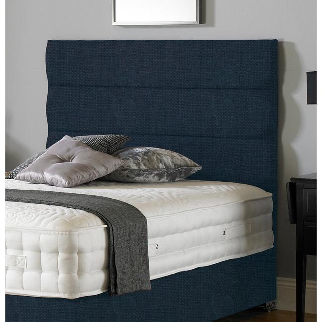 Shania Upholstered Headboard Ebern Designs Colour: Linen Midnight Blue, Mattress Size: Single (3') on Productcaster.