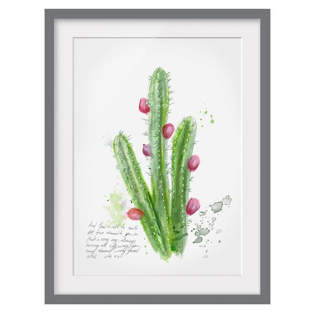 Cactus with Bible Verse II - Picture Frame Graphic Art Latitude Vive Size: 70cm H x 50cm W x 2cm D, Frame Option: Grey on Productcaster.