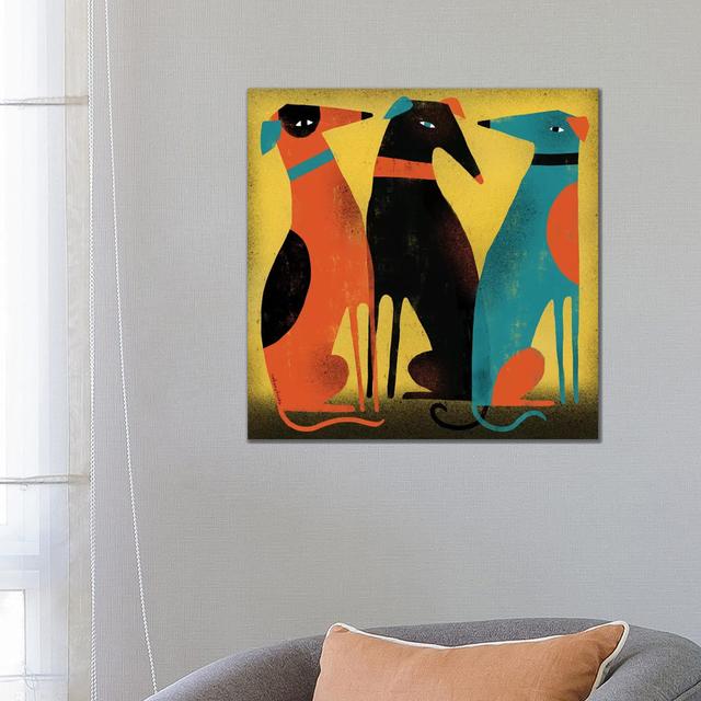 Greyhounds by Terry Runyan - Wrapped Canvas Giclee Art Print Wade Logan Size: 66.04cm H x 66.04cm W x 1.91cm D on Productcaster.