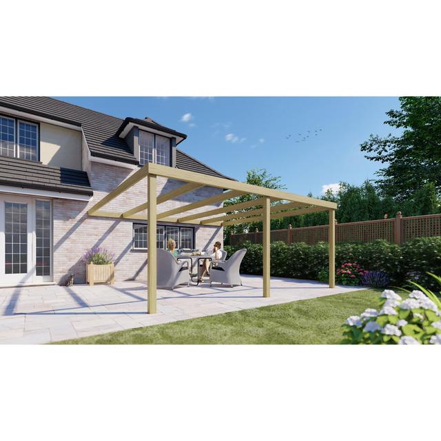 Baudelio Solid Wood Pergola Dakota Fields Finish: Light Green, Size: 14 ft x 12 ft on Productcaster.